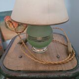 50s lamp with granite glass and gold trim