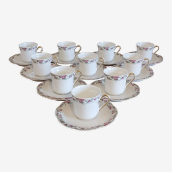 Suite de 10 tasses à café en porcelaine Majorelle Nancy pour Haviland