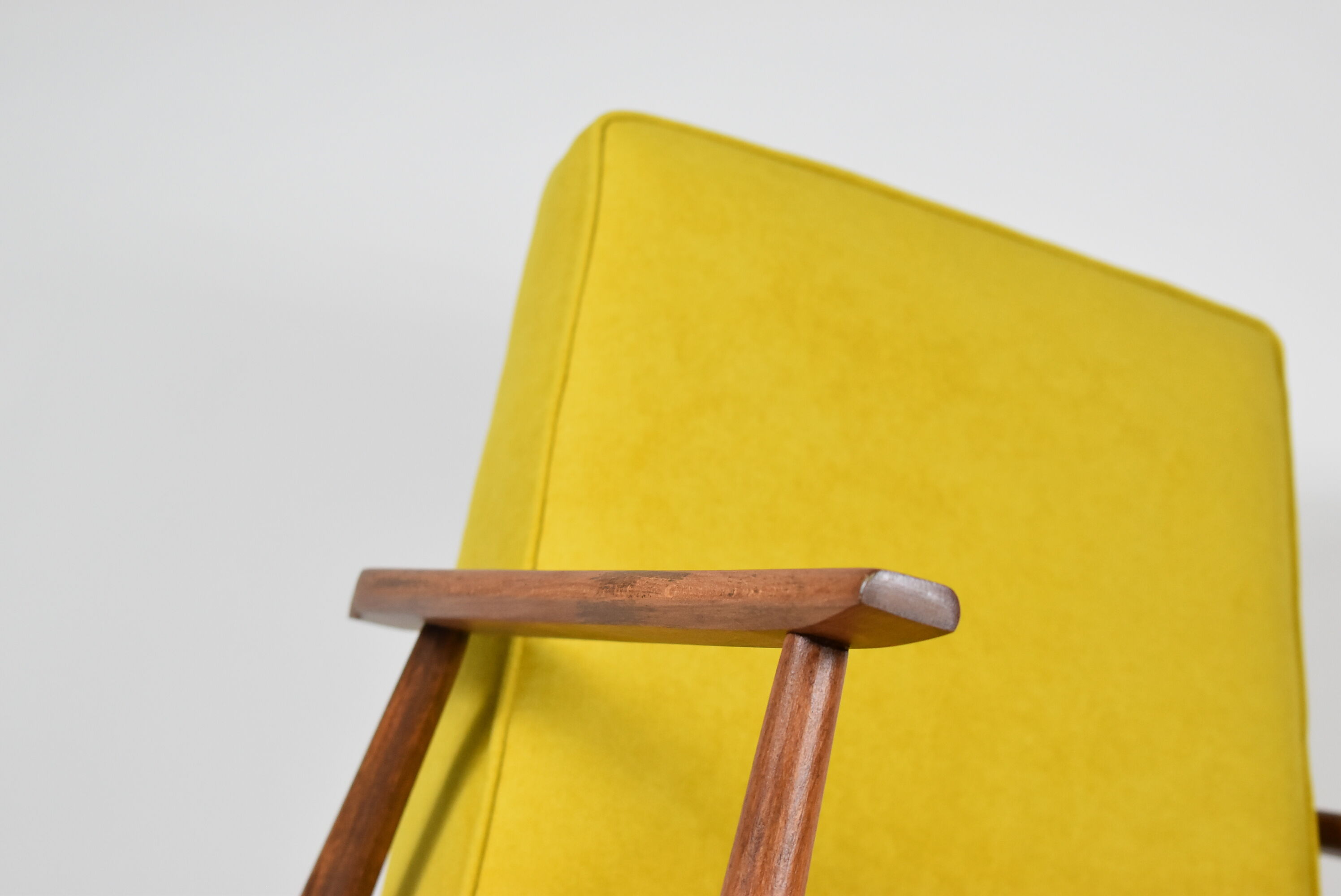 Original armchair "FOX", designer Henry Lis, 1970s, fully restored, yellow