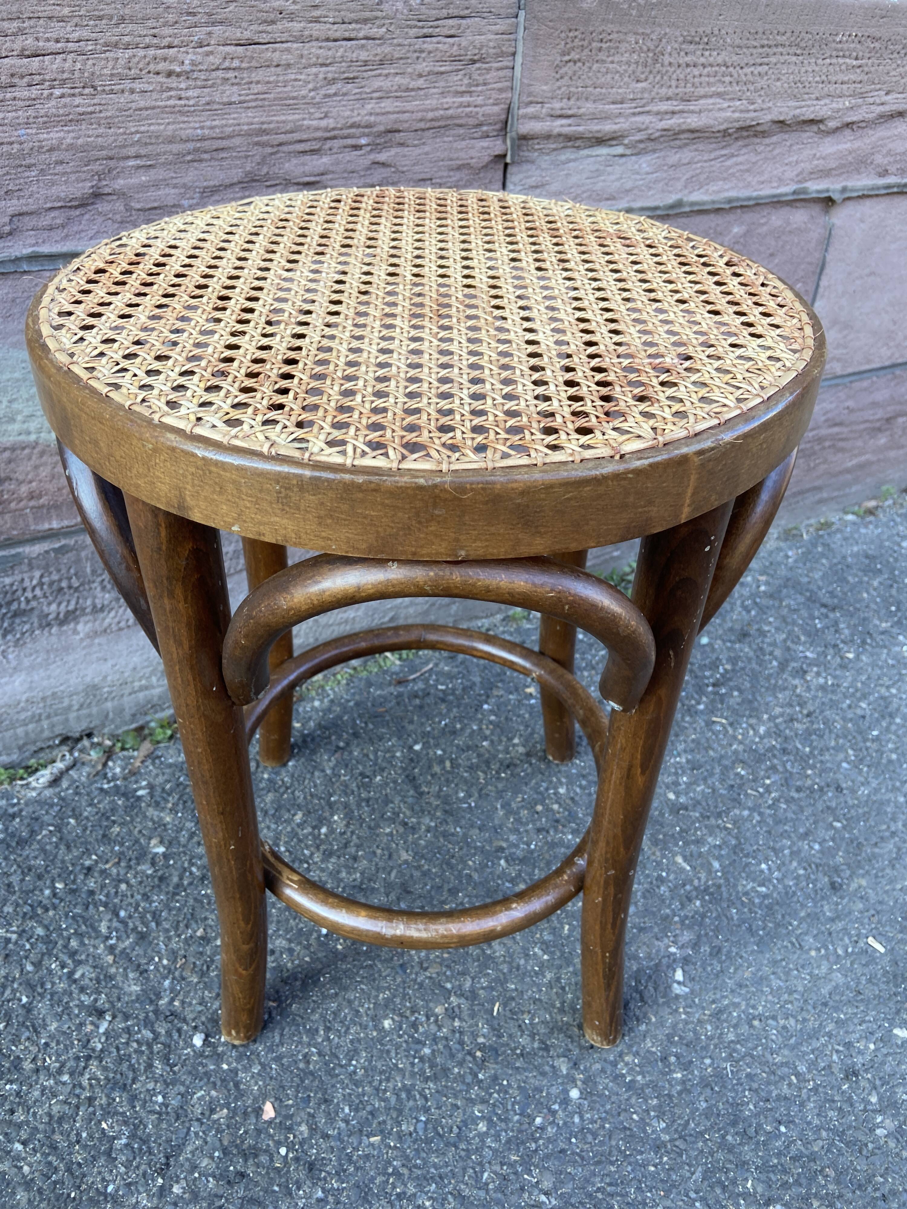 Viennese curved wooden piano stool 1950