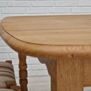 Danish dinning set of table and four chairs in oak and wool.
