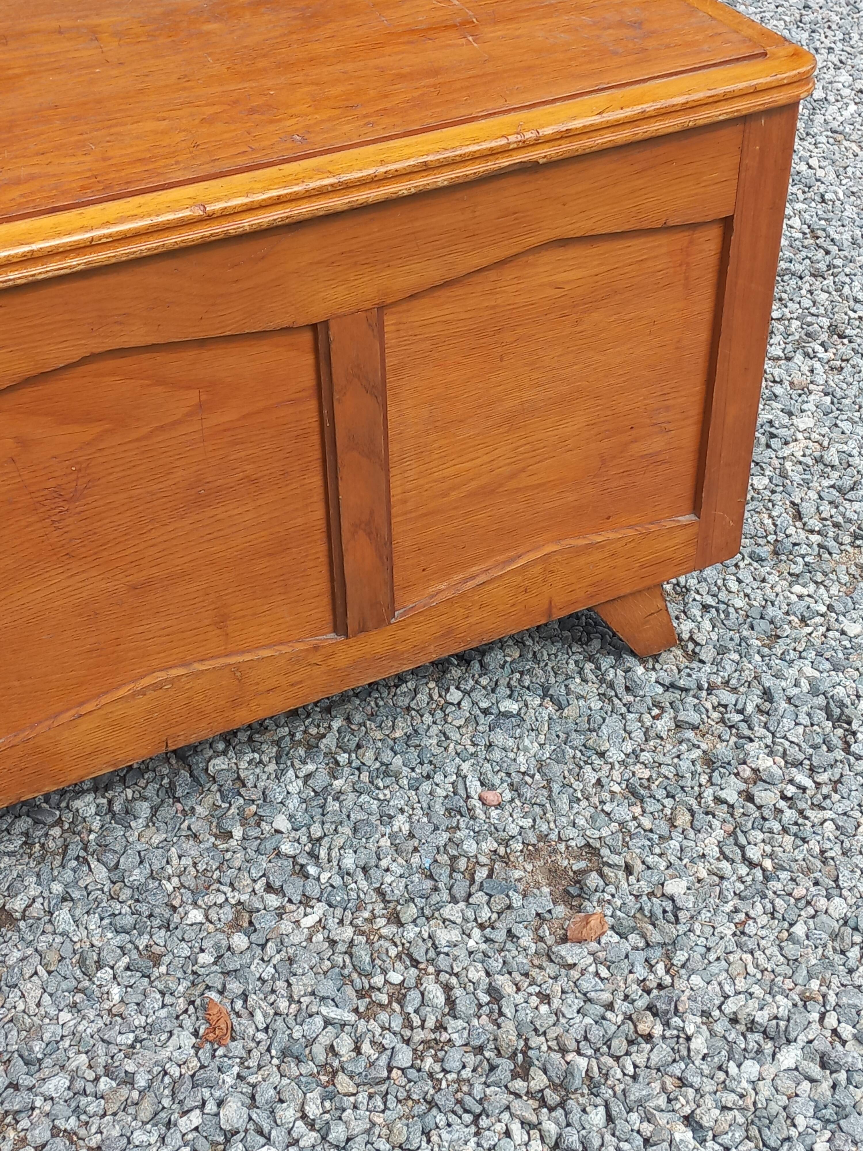 Vintage 1950s oak chest with compass feet