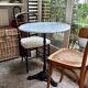 Bistro table in grey marble and black cast iron ⌀ 60 cm
