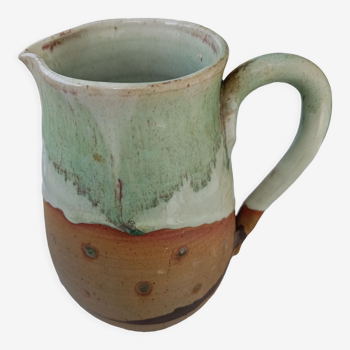 Glazed stoneware pitcher signed