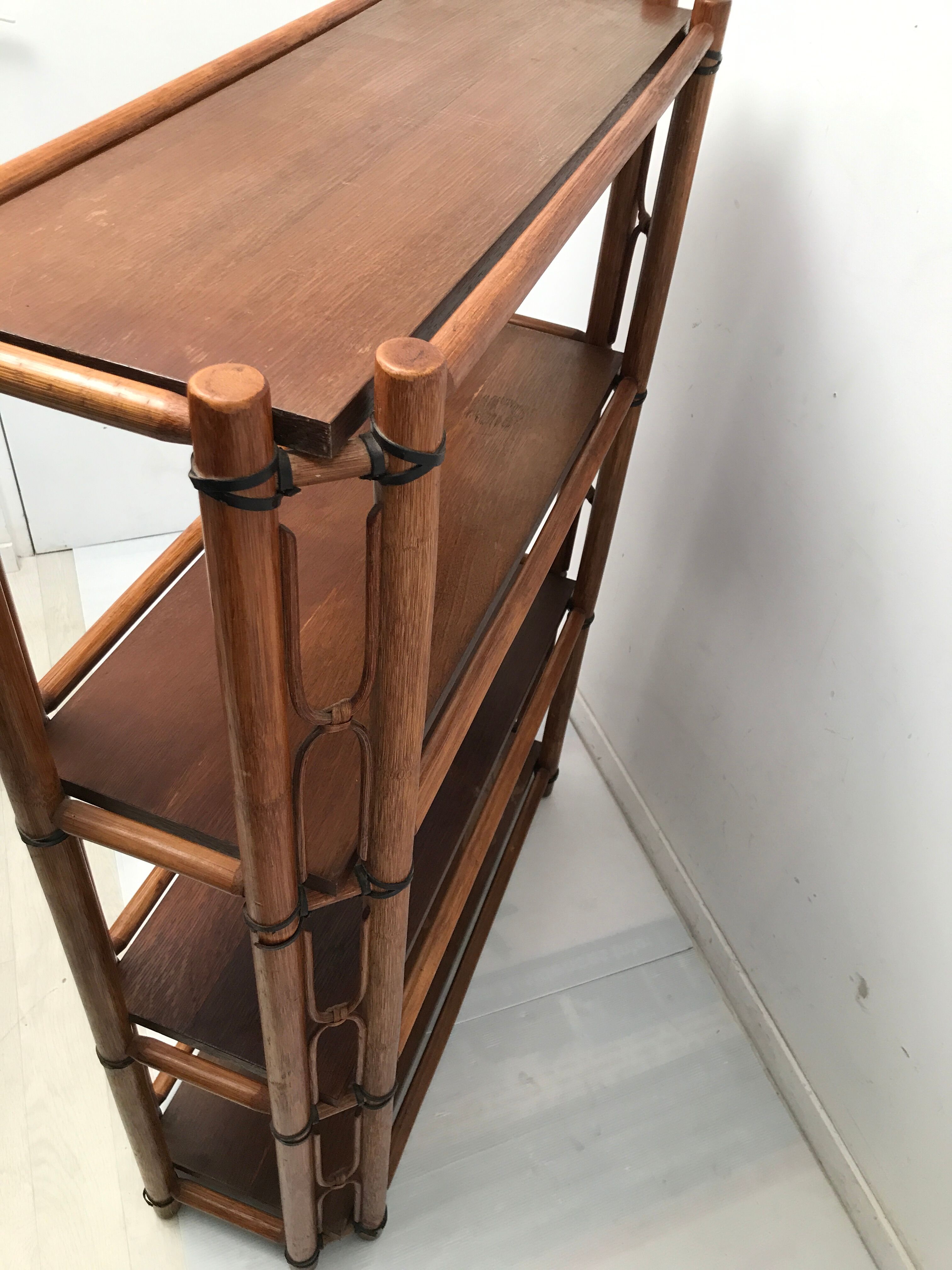 Bamboo and vintage leather storage