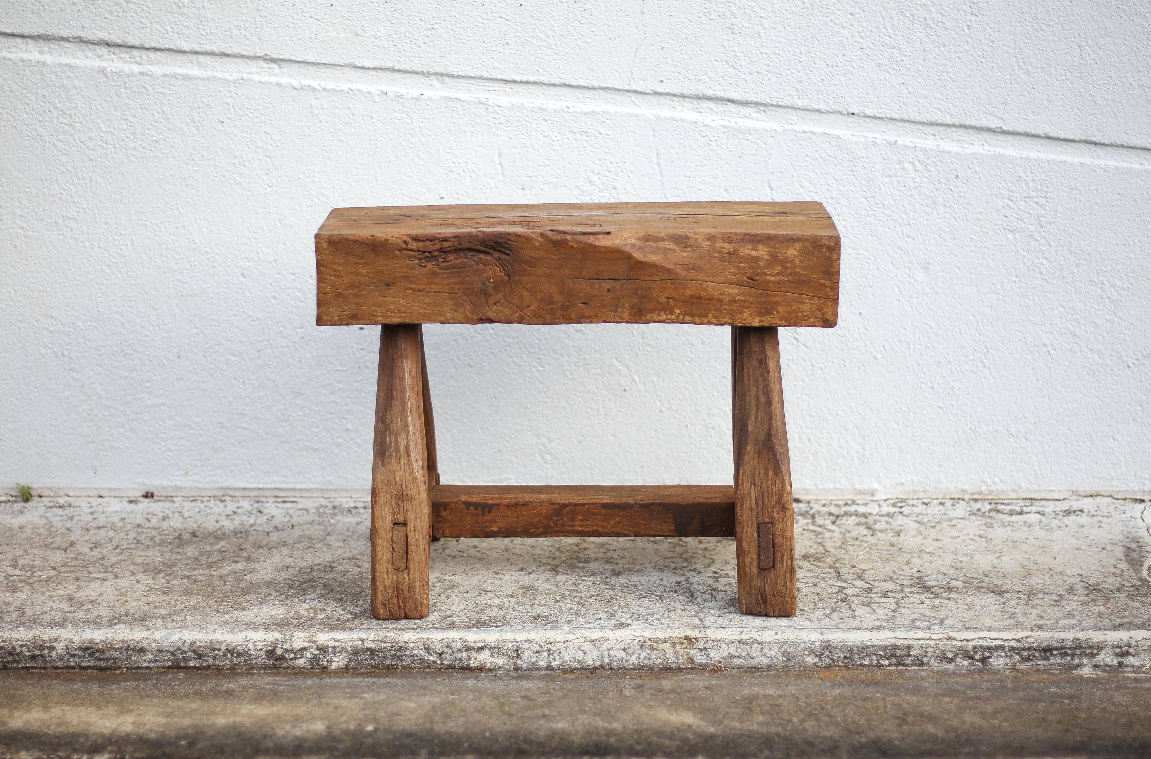 Vintage stool, wooden stool, antique stool, plant stand, small bench