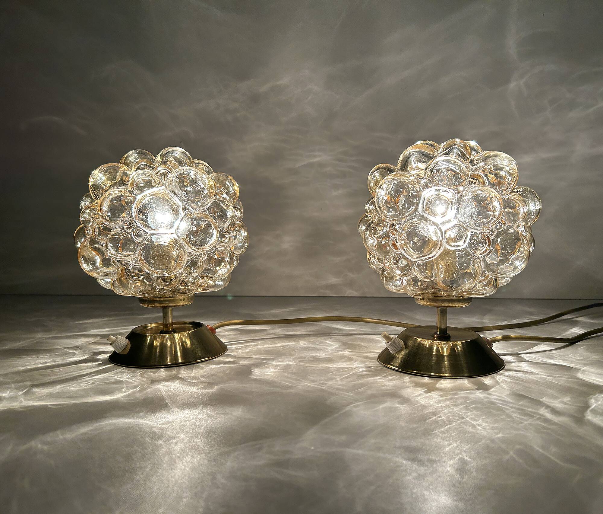 Pair of Limburg Bubble Glass Lamps
