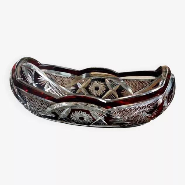 Ruby Red Bohemian Crystal Bowl from the Mid-1900s