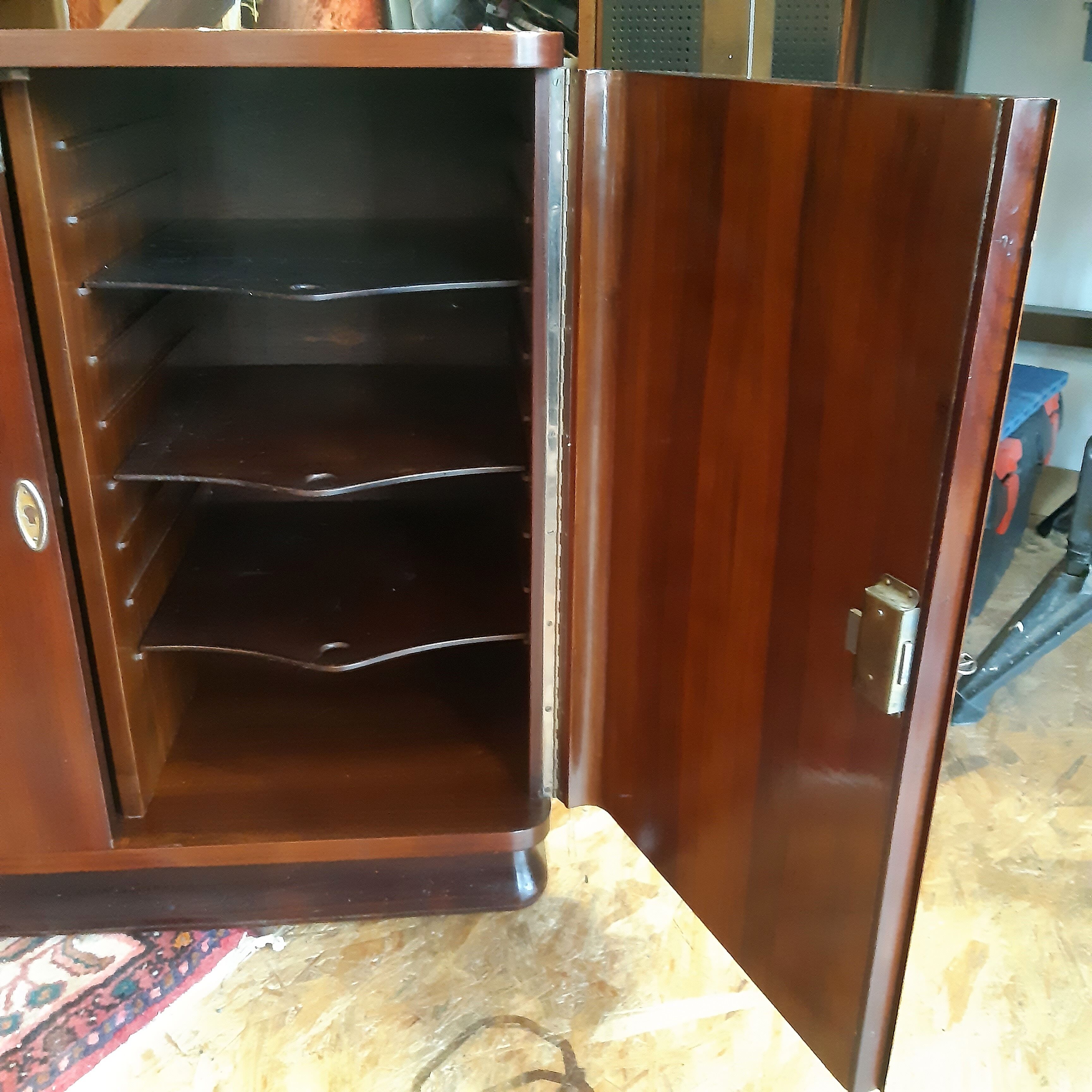 furniture, vintage, music, mahogany veneer, on wheels