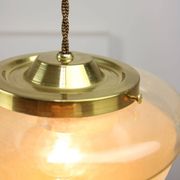 Mid-century Italian Brass and Glass Pendant Lamps, set of 2