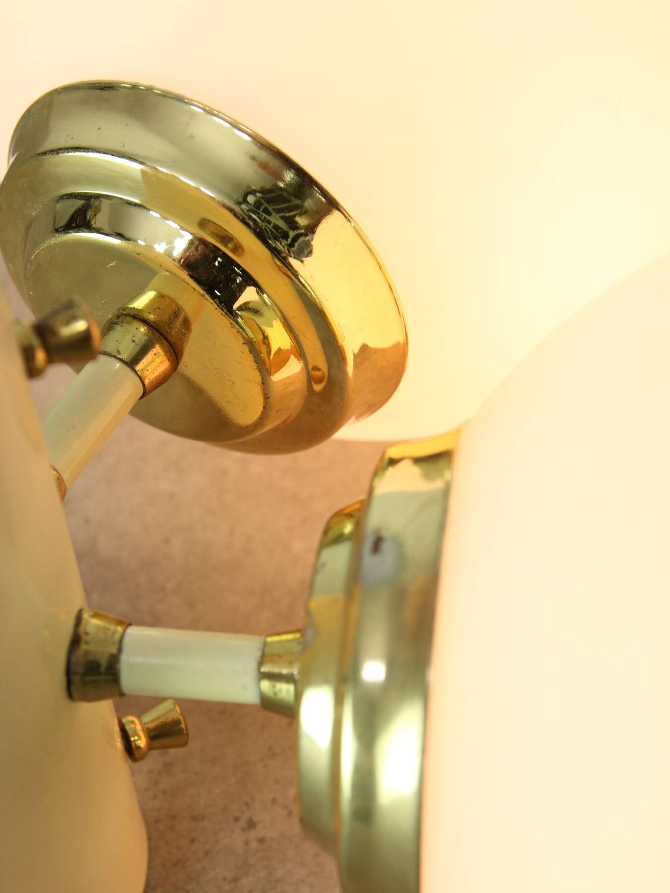 Vintage Italian Brass and Opaline Wall Lamp