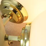 Vintage Italian Brass and Opaline Wall Lamp