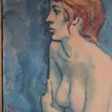 Painting signed Béchon-Sauzeau, painting of a nude woman, oil on canvas