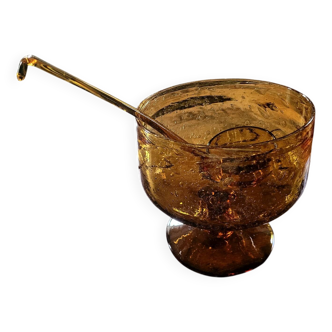 Blown amber glass cup