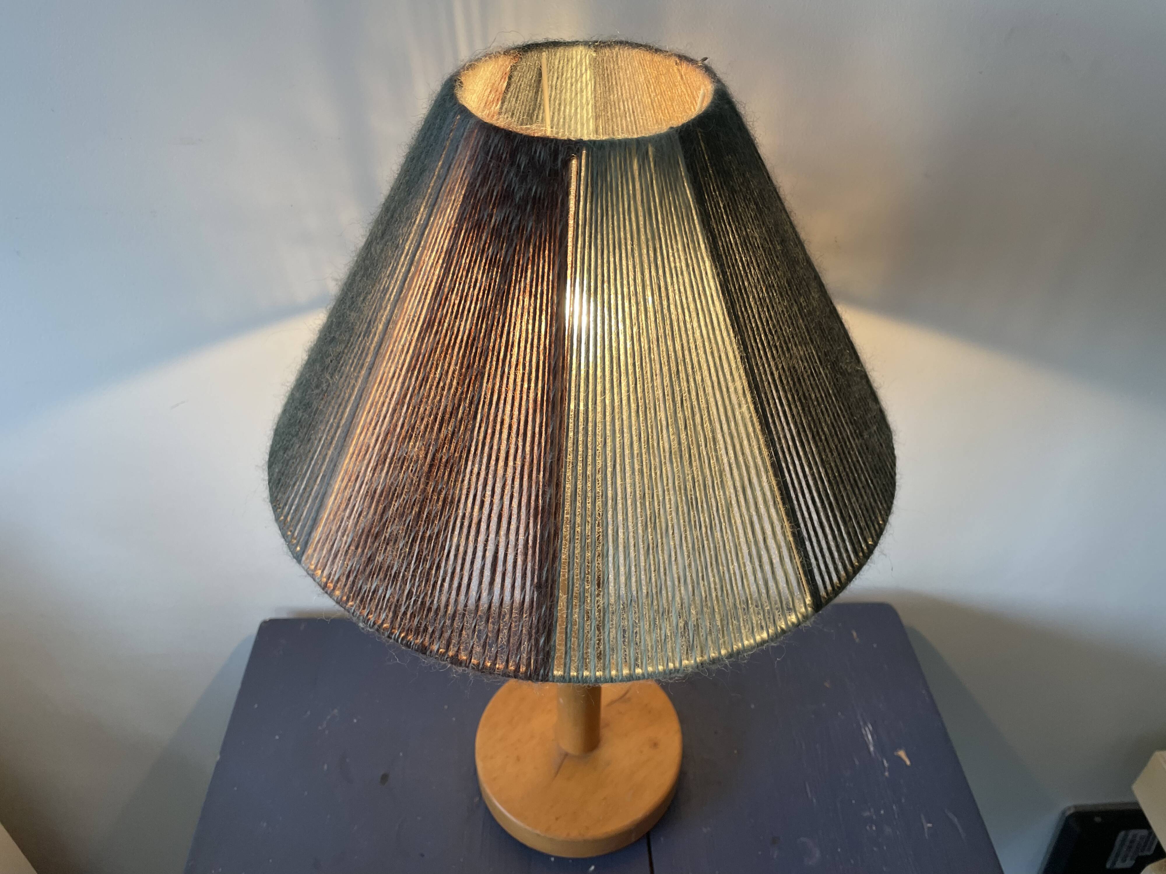 Vintage blond wooden lamp