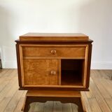 table de chevet en loupe d'orme art déco années 30