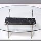Vintage Oval Glass Coffee Table with Portoro Marble and Iron Base, Italy