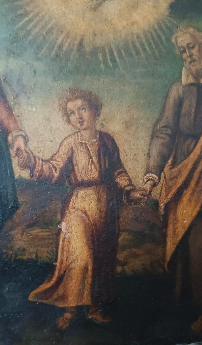 Peinture ancienne sur cuivre - Sainte Famille - XVIIIe siècle