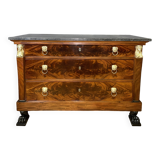 Consulate period chest of drawers in mahogany and mahogany veneer