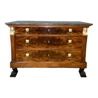 Commode d'époque Consulat en acajou et placage d'acajou
