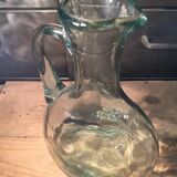 Bluish green glass decanter