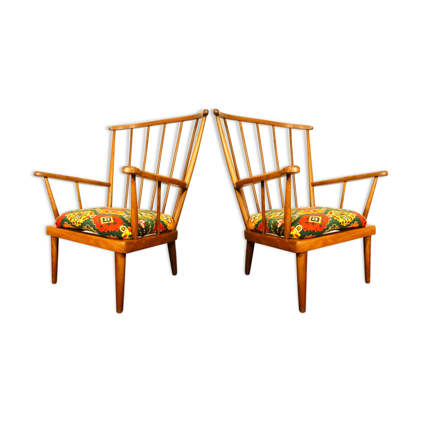 Set of 2 Baumann Fan Armchairs 1960