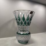 Val Saint-Lambert "Pineapple" vase in double-layered and cut green crystal. Height:
