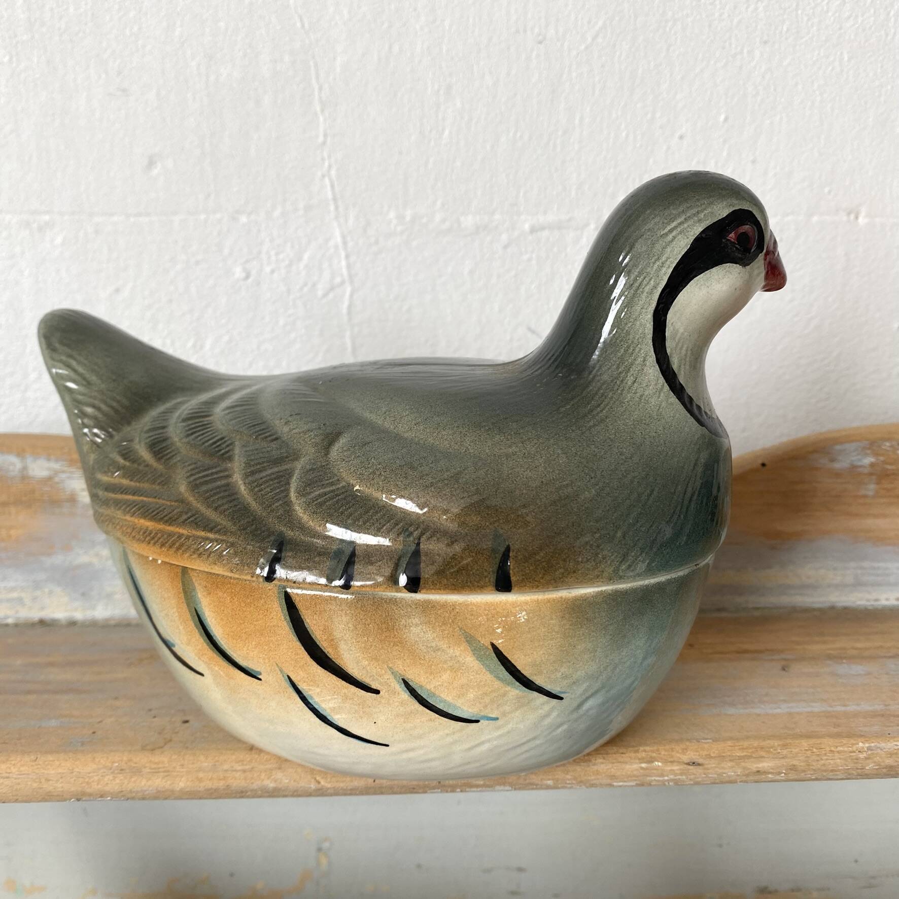 Ceramic partridge, zoomorphic terrines by Michet Caugant.