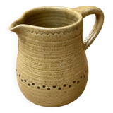Ancien Pichet Grès Émaillé Beige Décor Ciselé Vintage