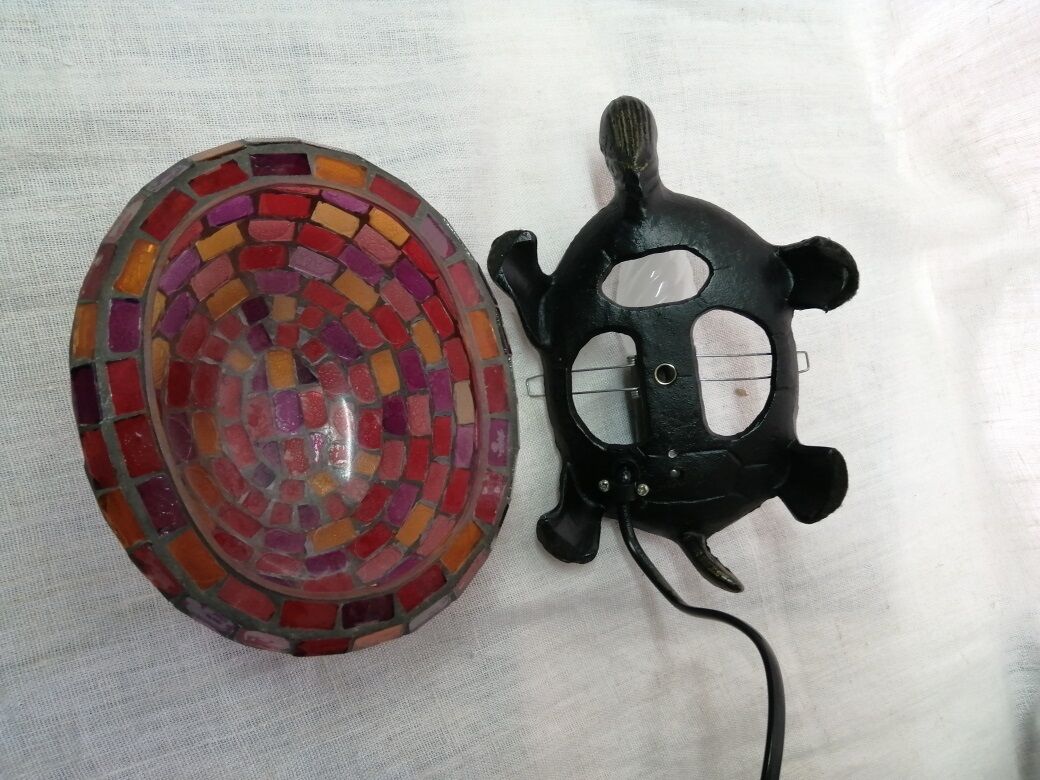 Mosaic and fonte glass turtle lamp