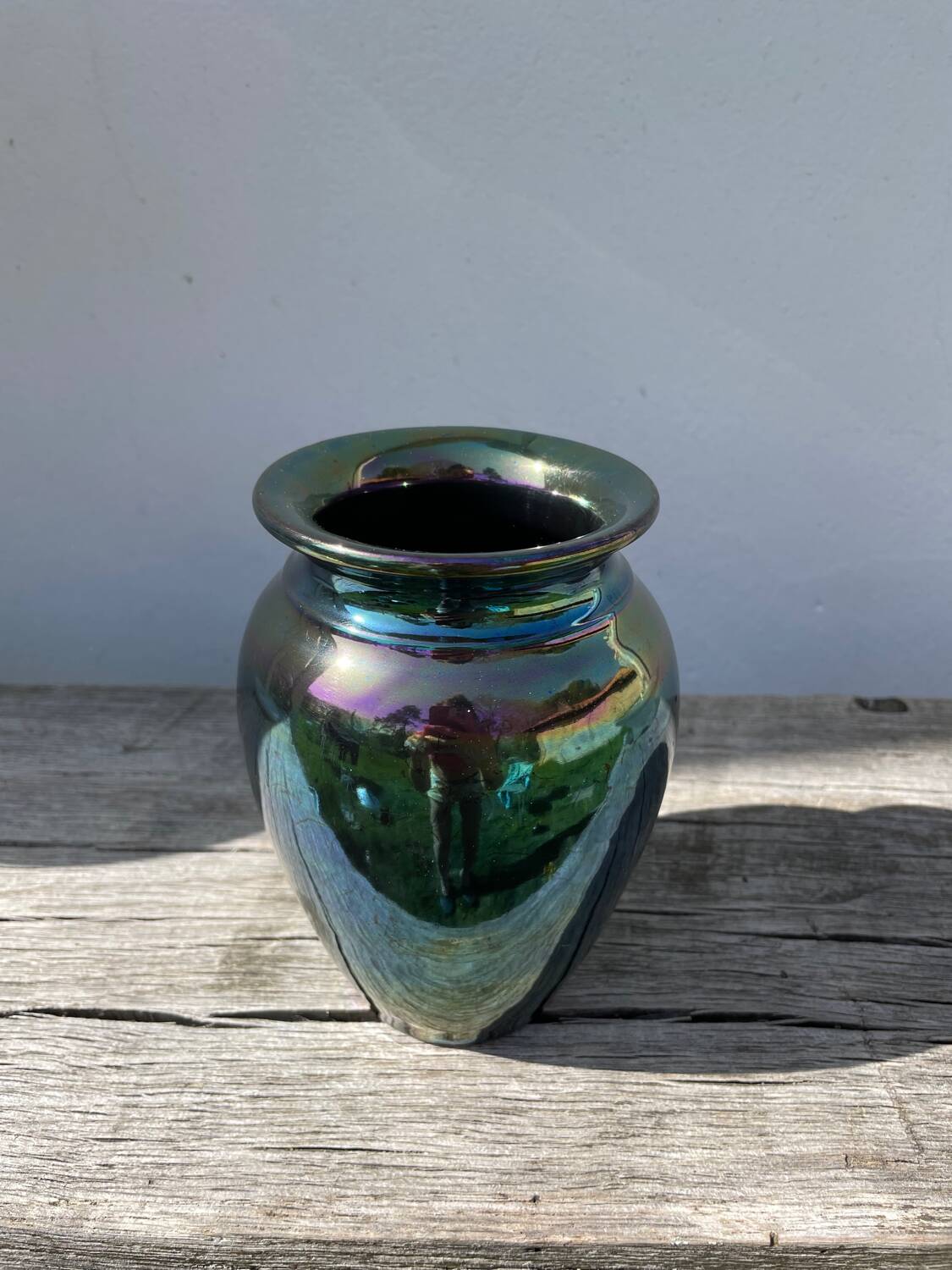 Vintage iridescent ceramic vase