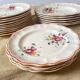 Table service with painted flowers Faïencerie de Longchamp Monaco 1960s