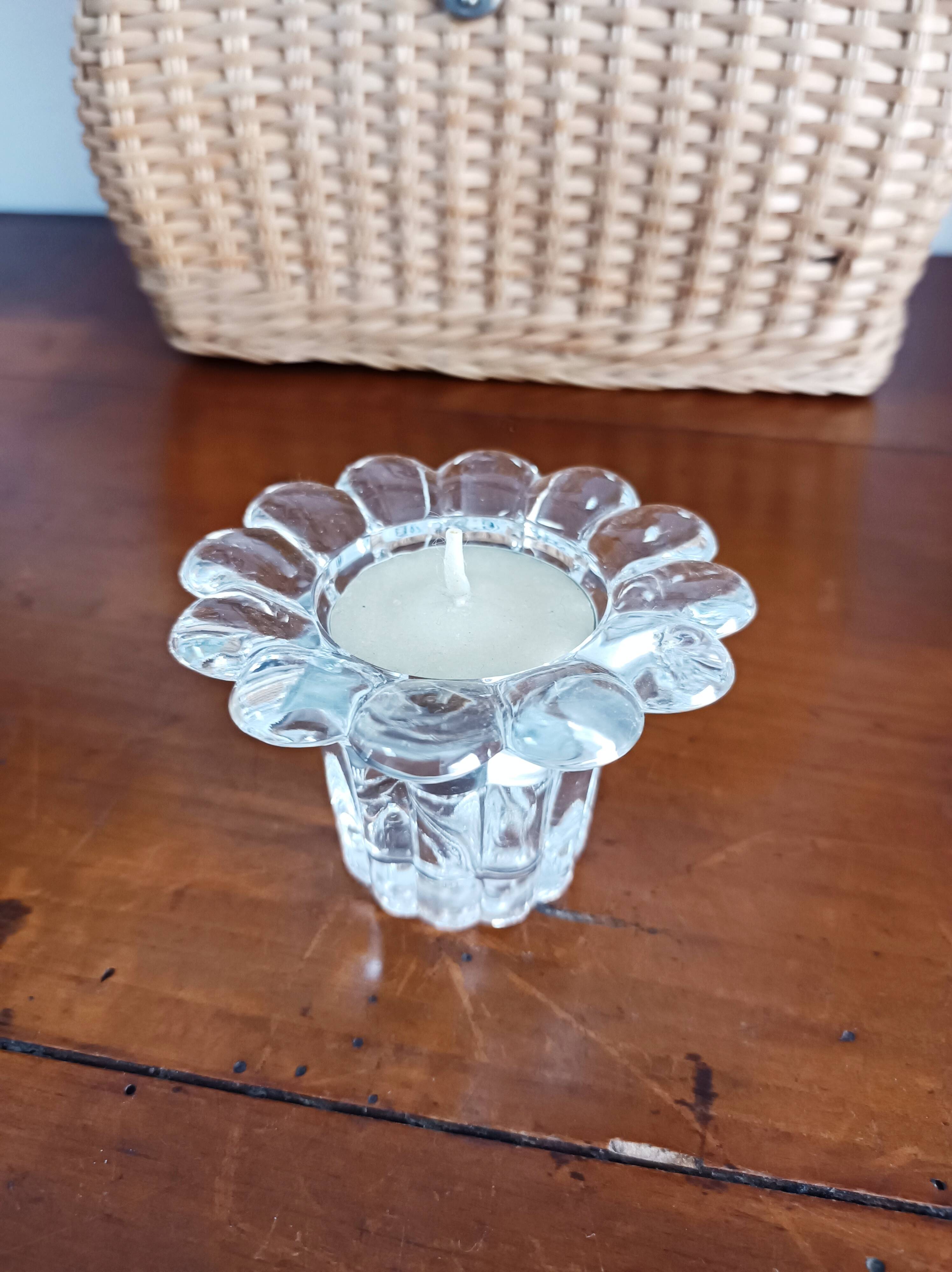 Set of 2 glass candle holders