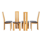 Vintage Beech and Leather Dining Chairs by Pietro Costantini for Ello, 1970s, Set of 4