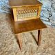 Vintage bedside table in wood & woven rattan