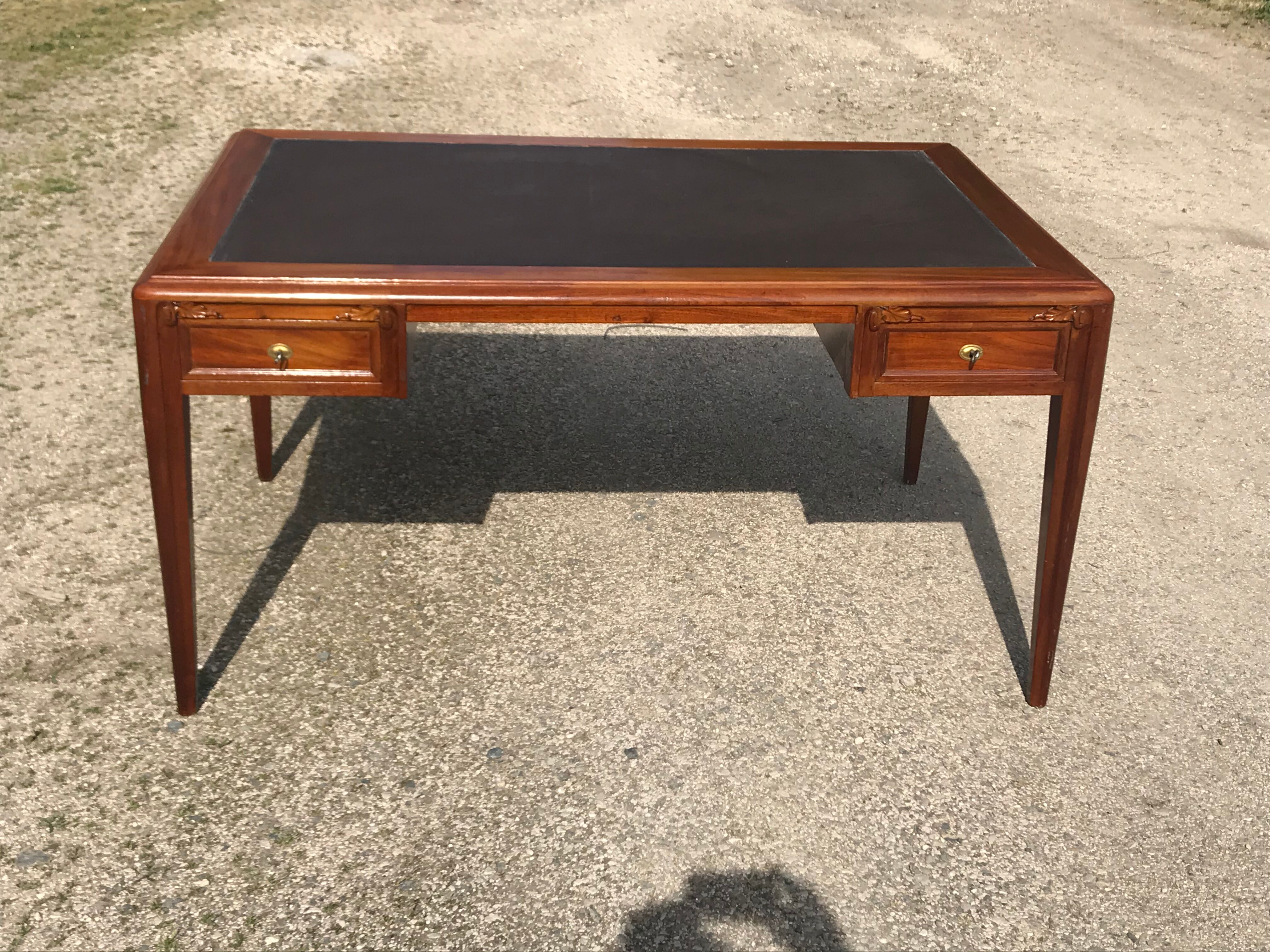 Double art deco mahogany desk