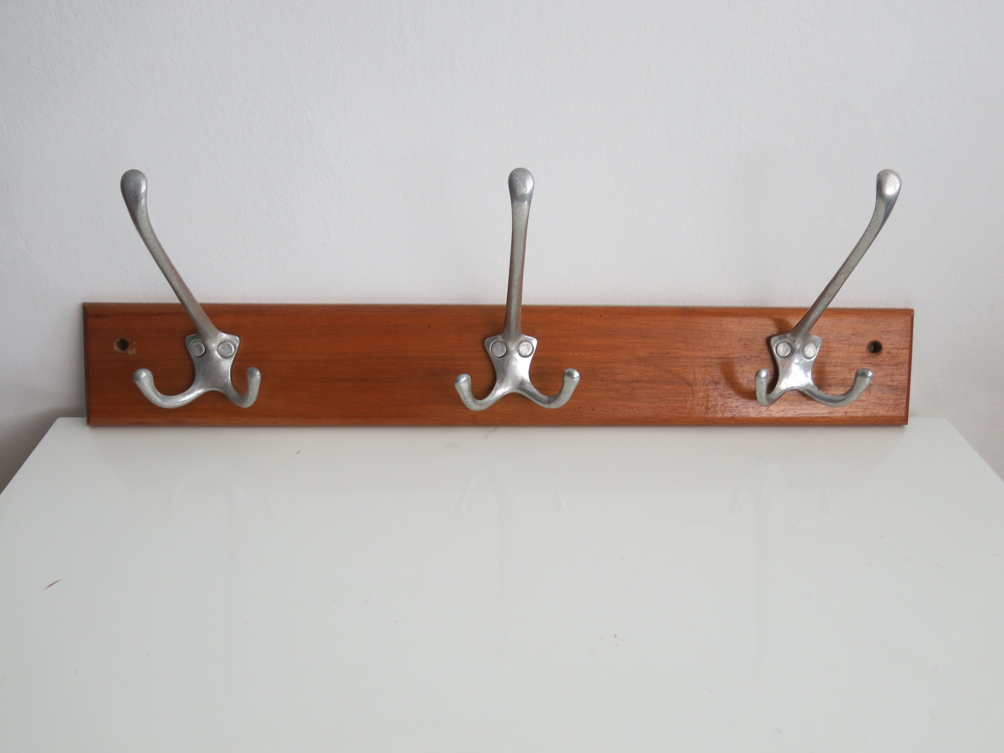 Vintage wall coat rack with three large hooks