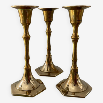 Trio of brass candlesticks from the 70s