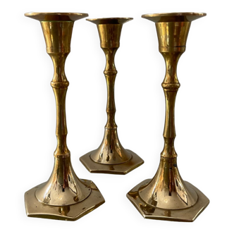 Trio of brass candlesticks from the 70s