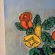 Blue bowl with flowers, oil on canvas signed 1982