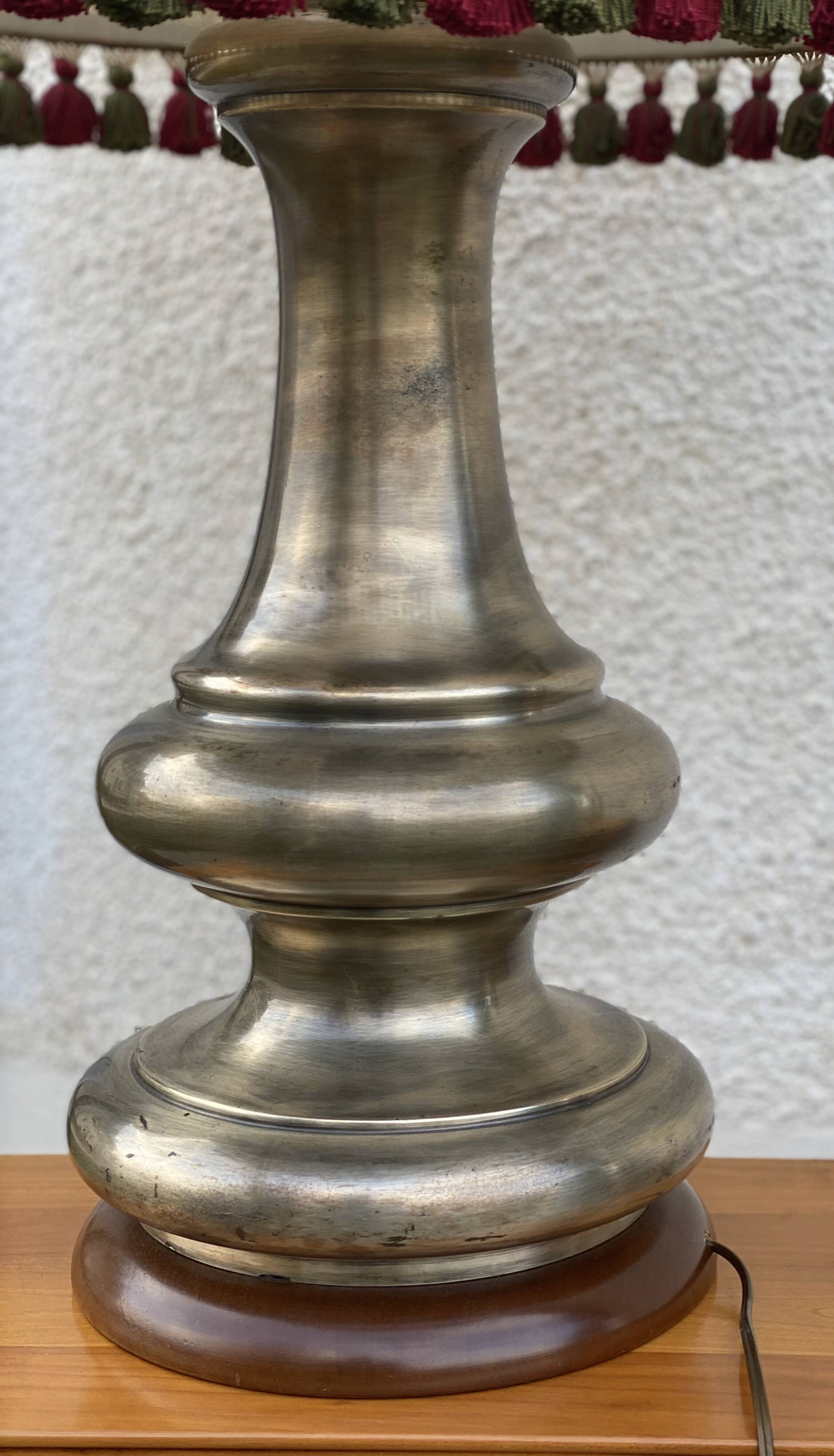 Large vintage patinated metal lamp from the 1970s.