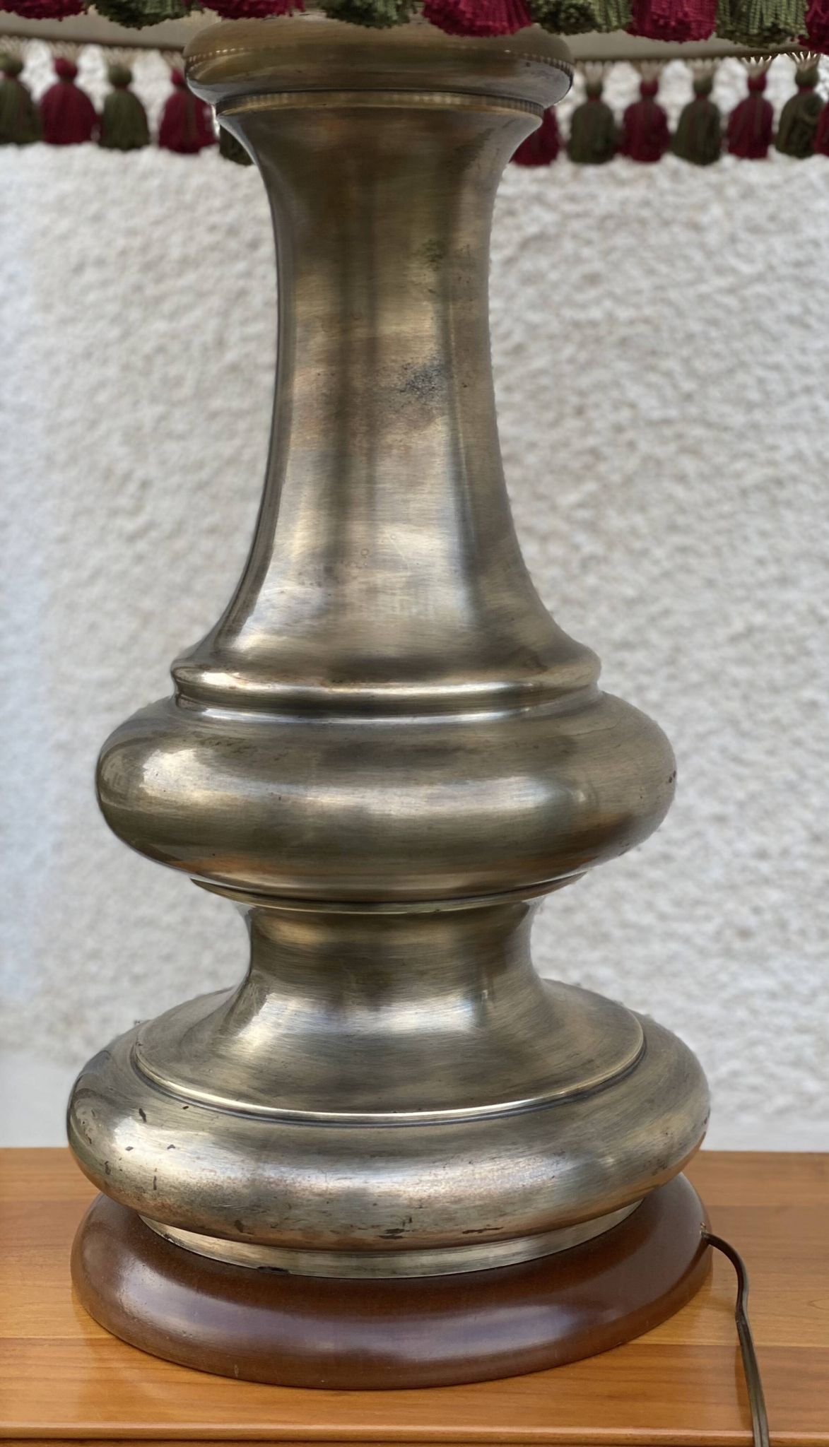 Large vintage patinated metal lamp from the 1970s.