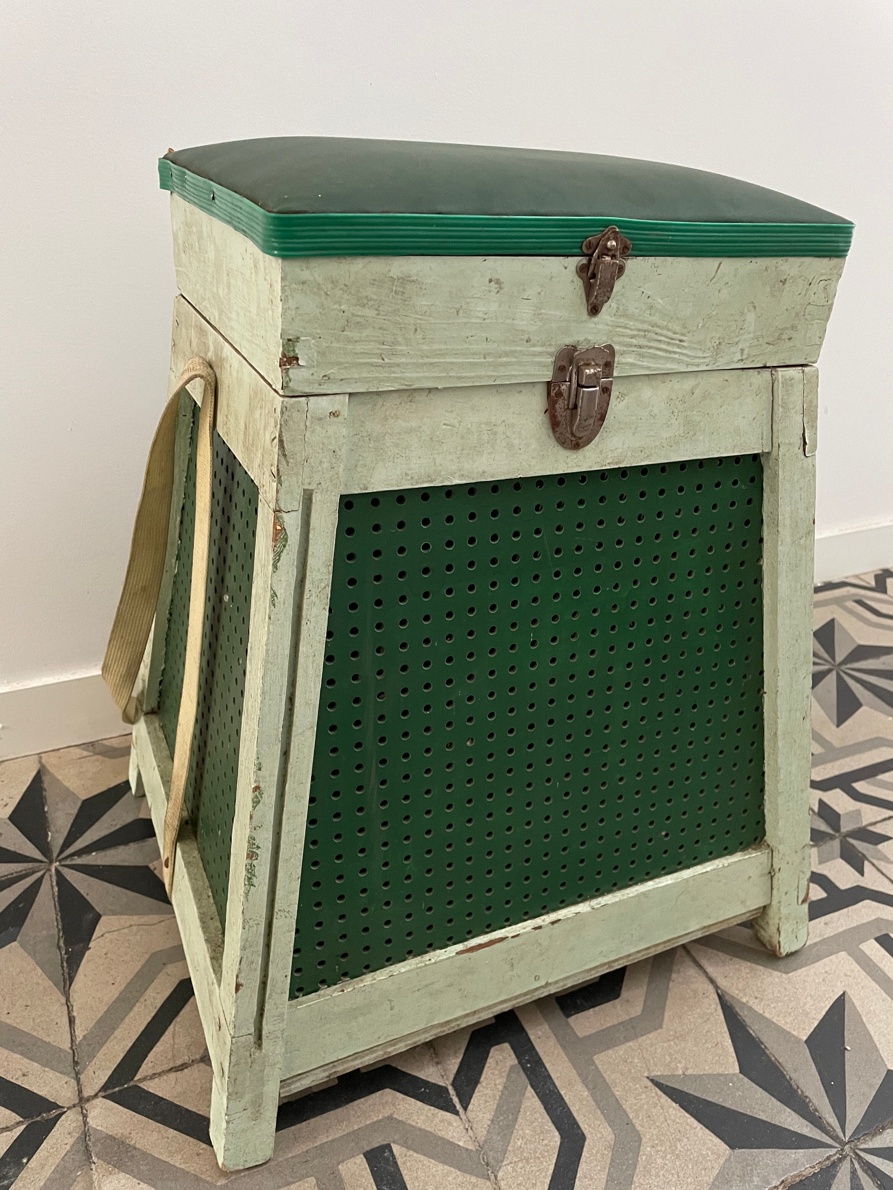 Vintage fishing chest stool