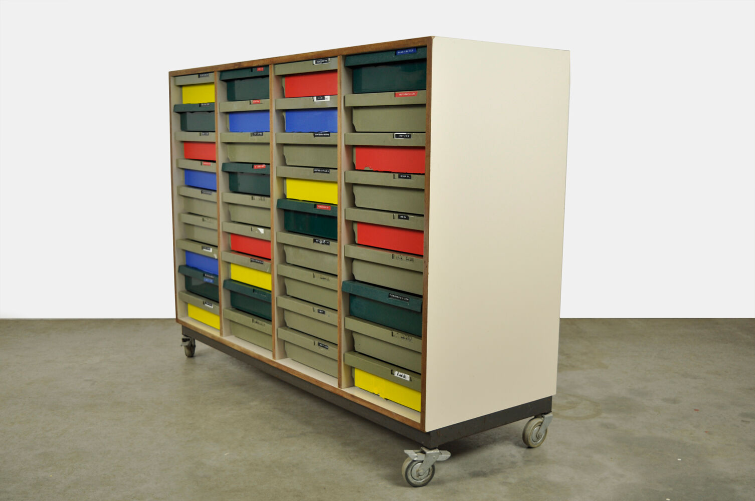Dutch schoolcabinet with coloured drawers, 1970s