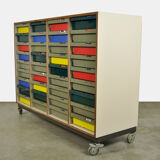 Dutch schoolcabinet with coloured drawers, 1970s