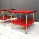 Pair of lacquered goatskin side tables by Aldo Tura, 1960s