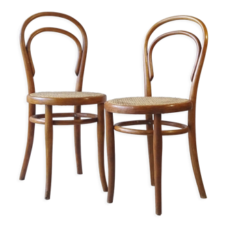 Set of 2 chairs N°14 1/2 by Thonet - 1900 - cans, very bistro