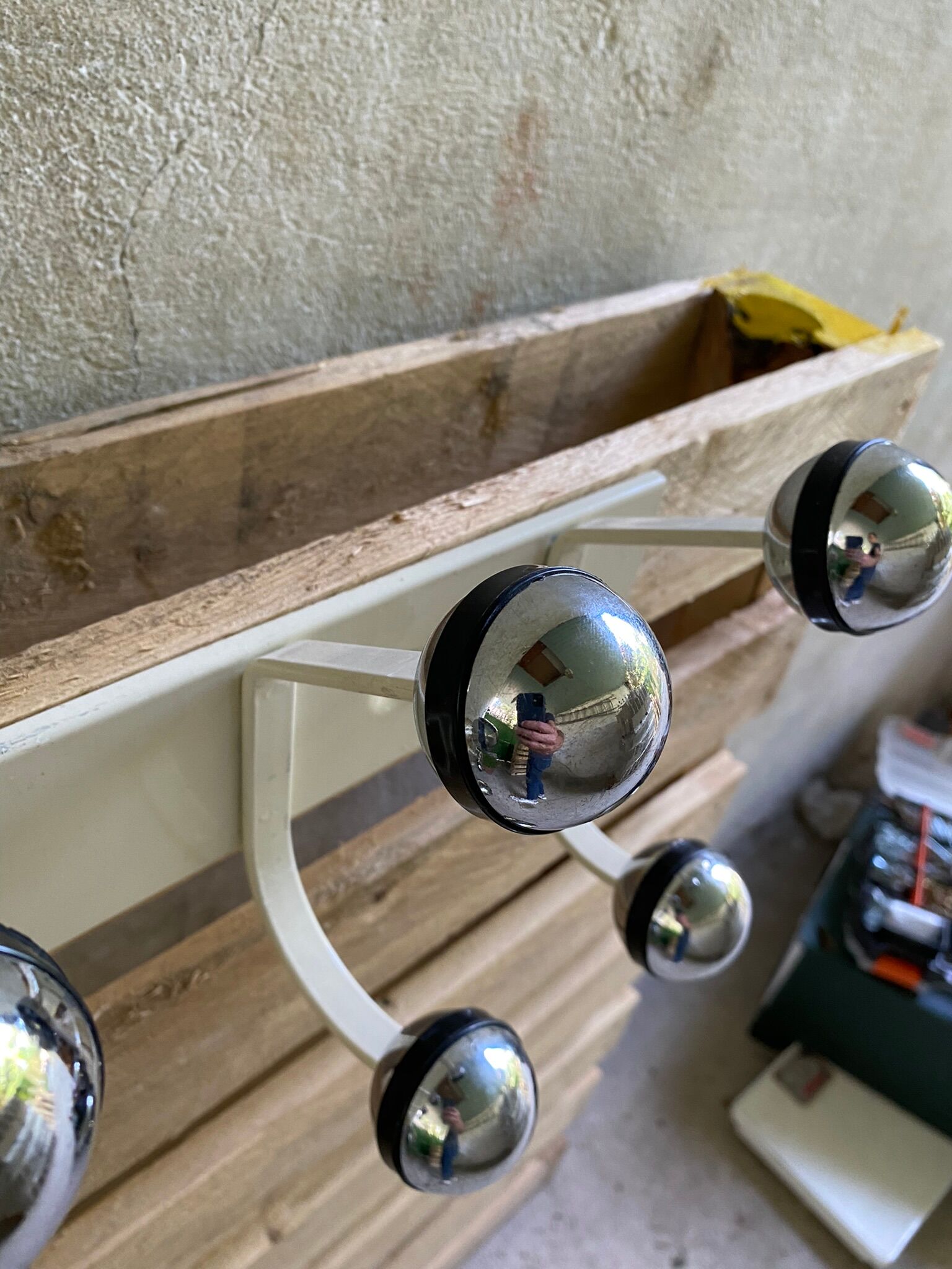Vintage wall coat rack, Ten hooks, 70s
