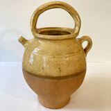 Antique Provençal jug / goat, in yellow glazed terracotta