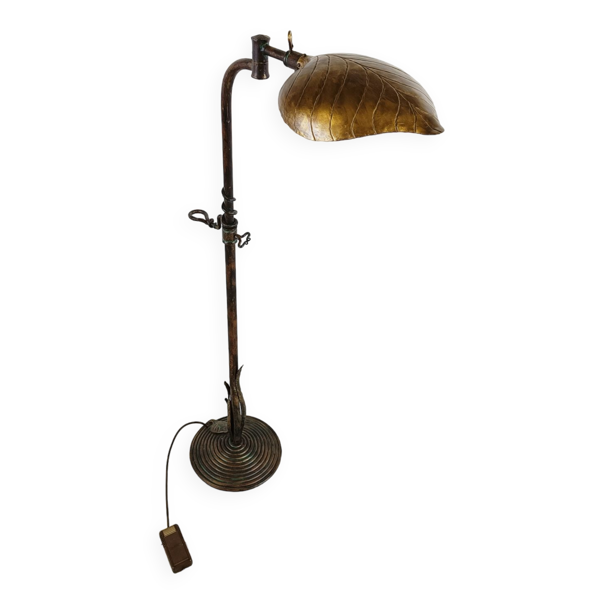 Vintage brass leaf floor lamp 1970s